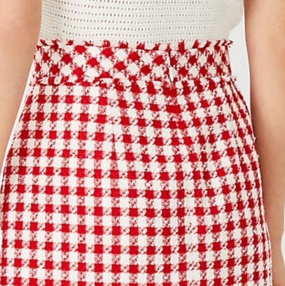 ANN Taylor Gingham Fringed Tweed Mini Skirt - Picture 5 of 14